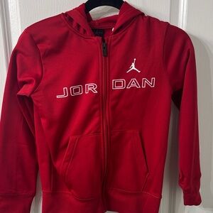Jordan Kids size 10 Full-Zip Red fleece lined cozy Hoodie